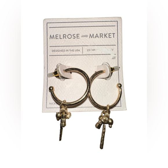 Nordstrom Melrose & Market lot of gold Tone earrings hopes and dangles - Picture 5 of 7